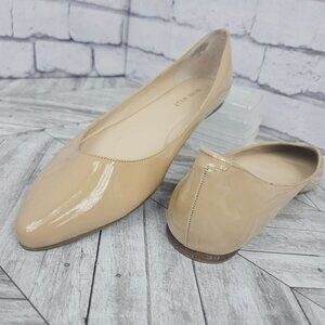 Nine West Nude Patent Leather Ballet Flats Pointed Toe Womens 7.5 Gently Used